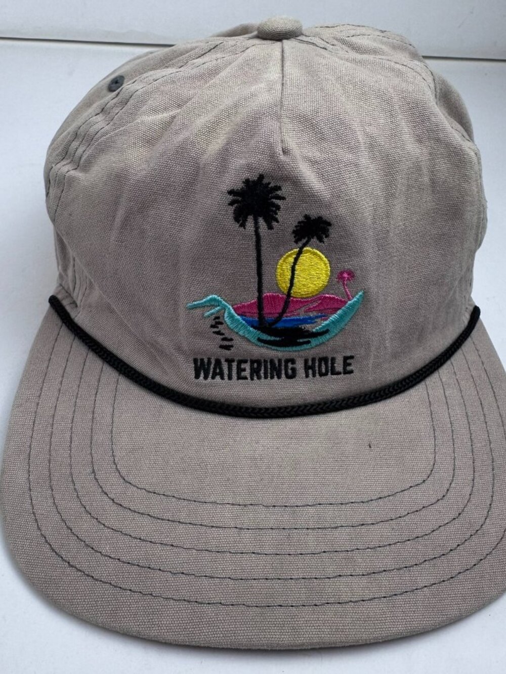 Coal The Watering Hole Rope Snapback Hat Beige Canvas Embroidered Strapback Cap